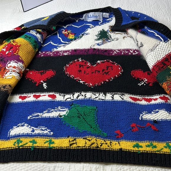 ⭐️Vintage Belle Pointe ramie cotton blend knitted cardigan 12 months holiday M - Picture 10 of 11